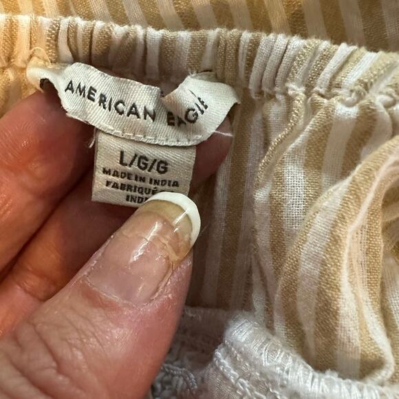 American Eagle Tan & White Striped Tank Sz. L - Picture 5 of 6